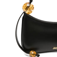 JACQUEMUS Le Bisou Perle Leather Shoulder Bag Black