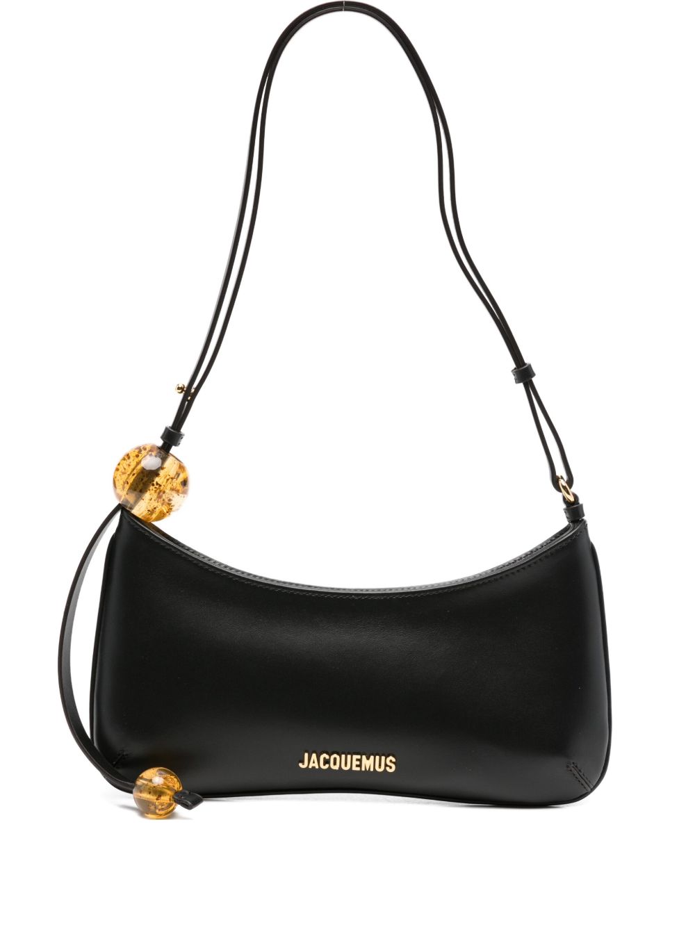 JACQUEMUS Le Bisou Perle Leather Shoulder Bag Black