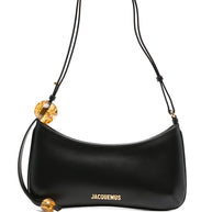 JACQUEMUS Le Bisou Perle Leather Shoulder Bag Black