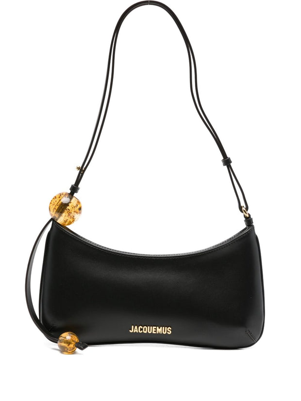 JACQUEMUS Le Bisou Perle Leather Shoulder Bag Black