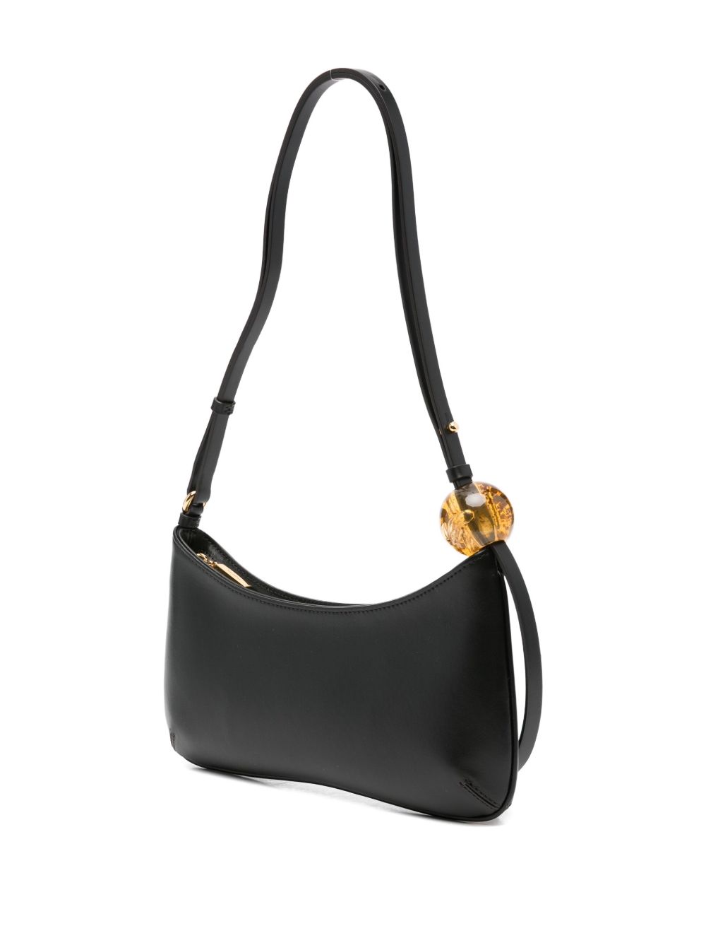 JACQUEMUS Le Bisou Perle Leather Shoulder Bag Black