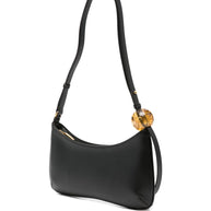 JACQUEMUS Le Bisou Perle Leather Shoulder Bag Black
