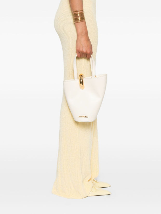 JACQUEMUS Le Petit Bambola Leather Bucket Bag Ivory