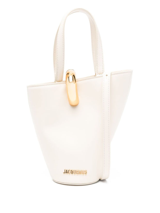 JACQUEMUS Le Petit Bambola Leather Bucket Bag Ivory