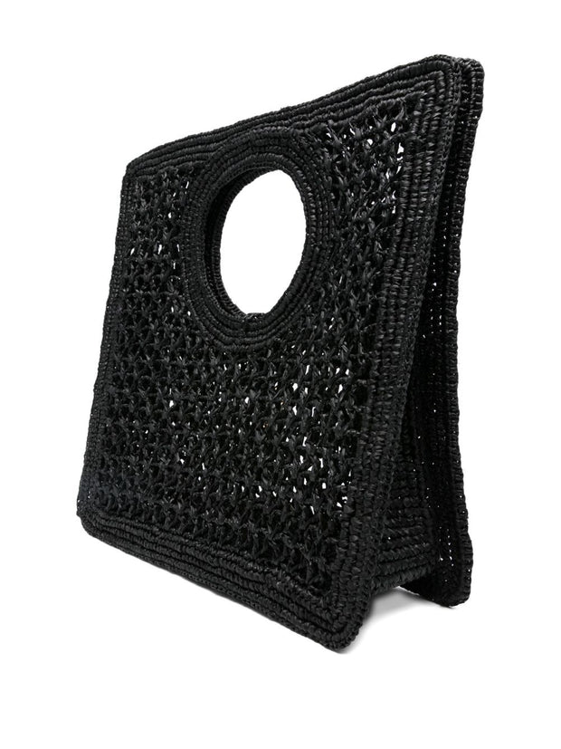 JACQUEMUS  Le Petit Carre Spiaggia Rafia Handbag  Black