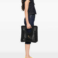 JACQUEMUS  Le Petit Carre Spiaggia Rafia Handbag  Black