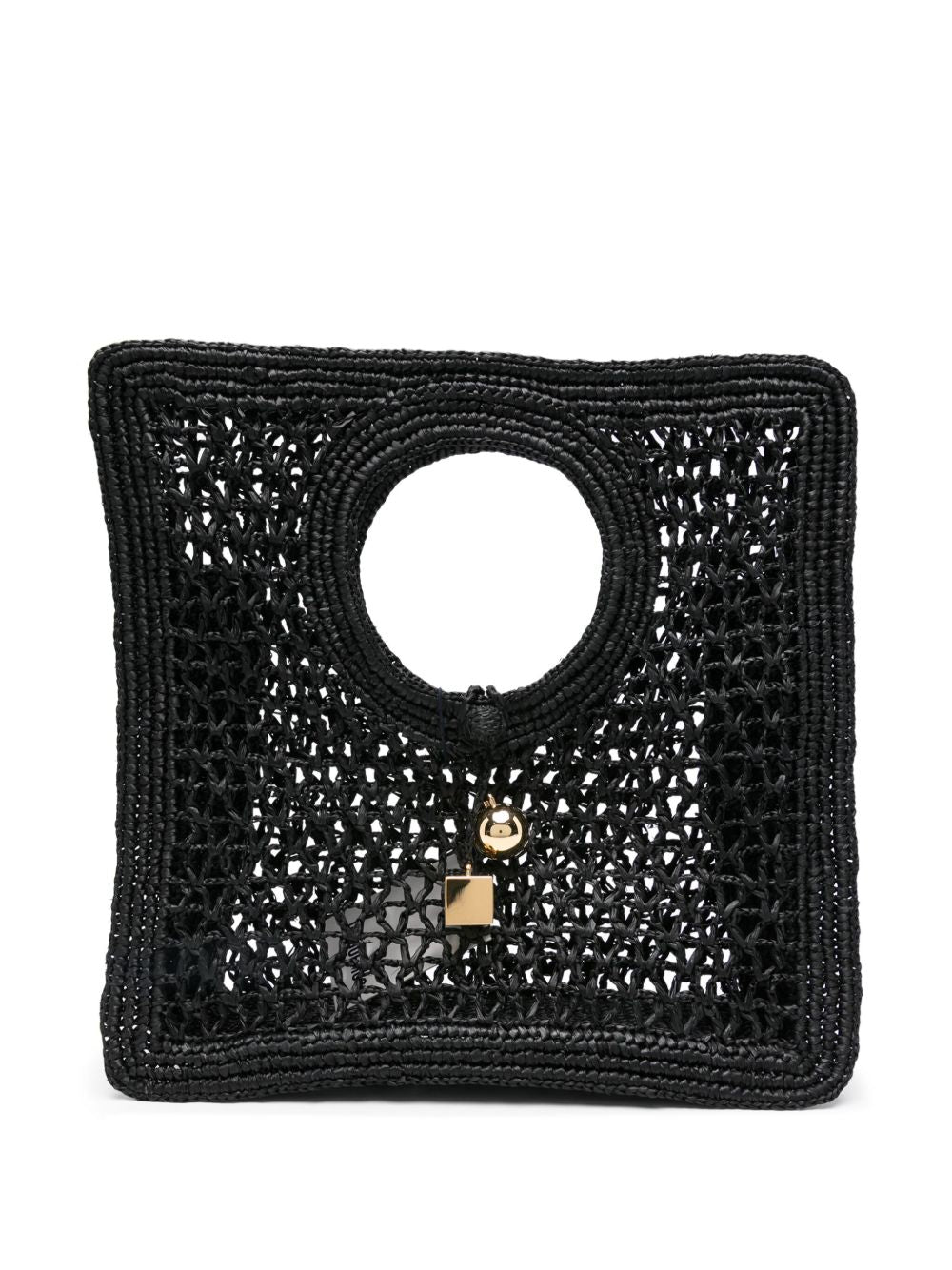 JACQUEMUS  Le Petit Carre Spiaggia Rafia Handbag  Black