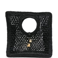 JACQUEMUS  Le Petit Carre Spiaggia Rafia Handbag  Black