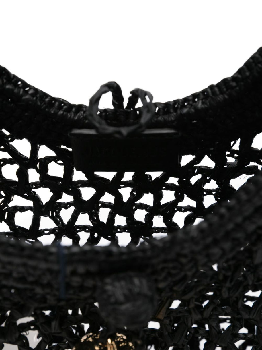 JACQUEMUS  Le Petit Carre Spiaggia Rafia Handbag  Black