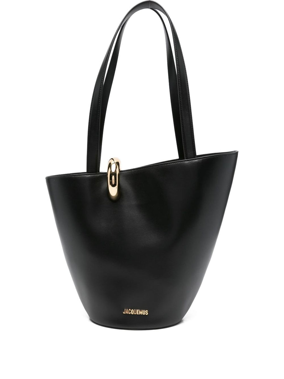 JACQUEMUS Le Bambola Moyen Leather Bucket Bag Black