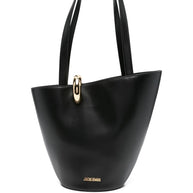 JACQUEMUS Le Bambola Moyen Leather Bucket Bag Black