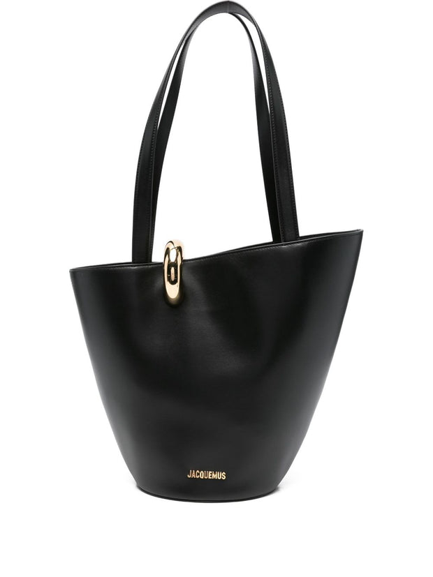 JACQUEMUS Le Bambola Moyen Leather Bucket Bag Black