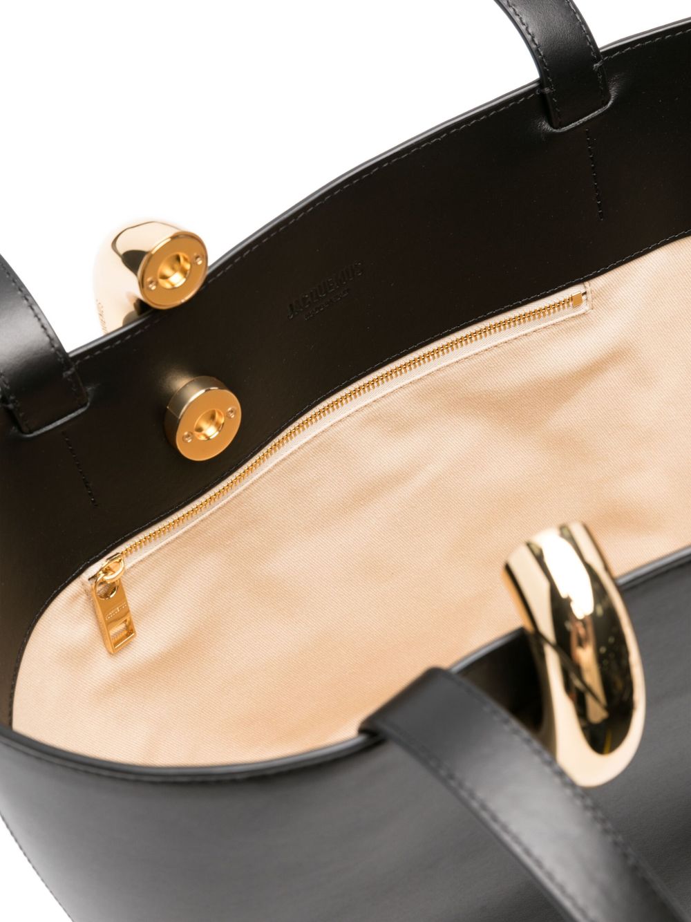 JACQUEMUS Le Bambola Moyen Leather Bucket Bag Black