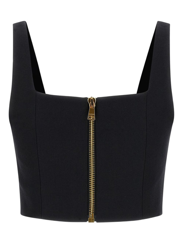 Balmain Wool Brassiere Top Black