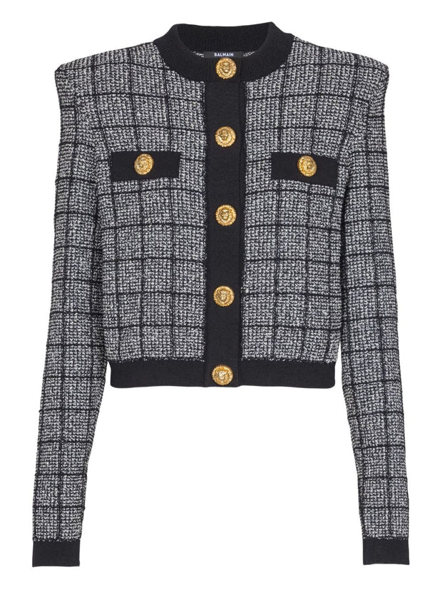 Balmain Tweed Cardigan Black