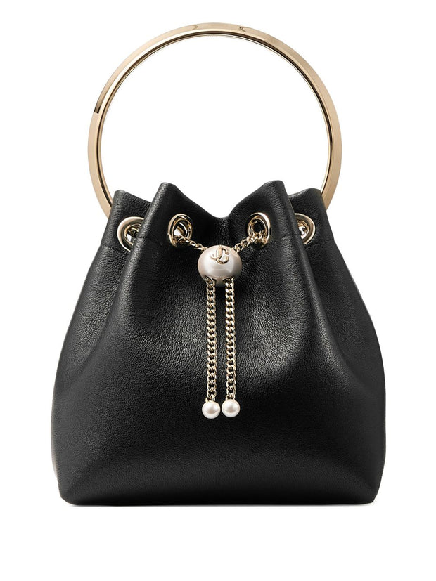 Jimmy Choo Bon Bon Leather Bucket Bag Black