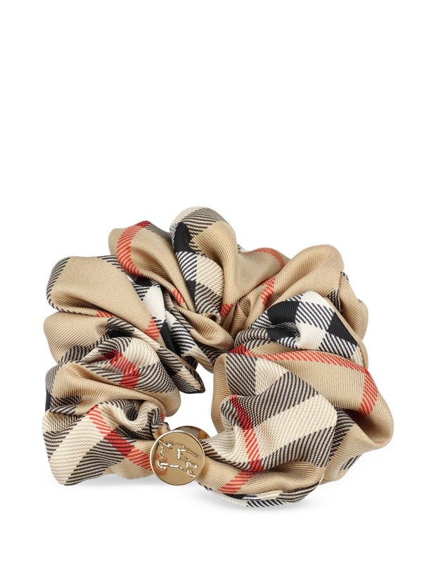 Burberry Check Silk Scrunchie Beige