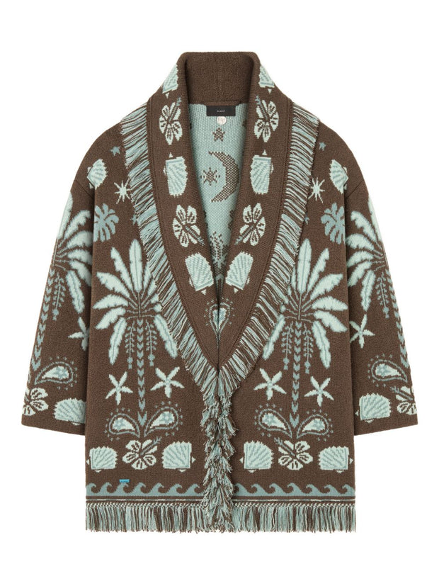 Alanui Echoes Of The Island Wool And Cotton Cardigan Brown