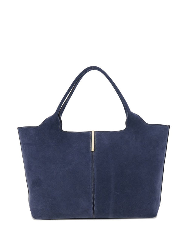 Tod's Suede Leather Tote Bag Blue