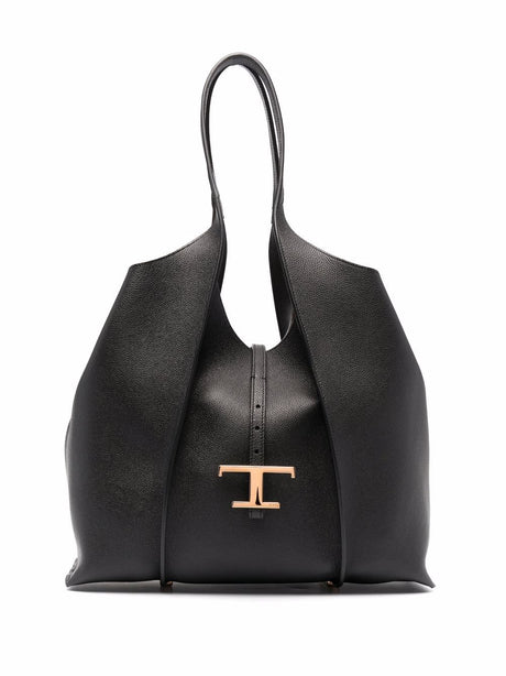 Tod's Medium Leather Tote Bag Black