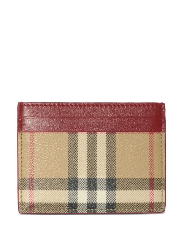 Burberry Check Credit Card Case Red