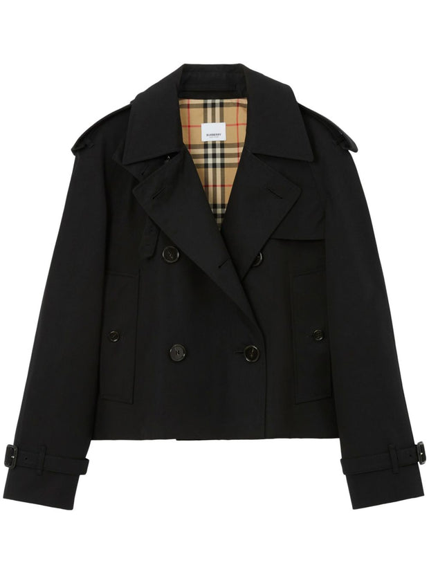 Burberry Cotton Cropped Trench Coat Black