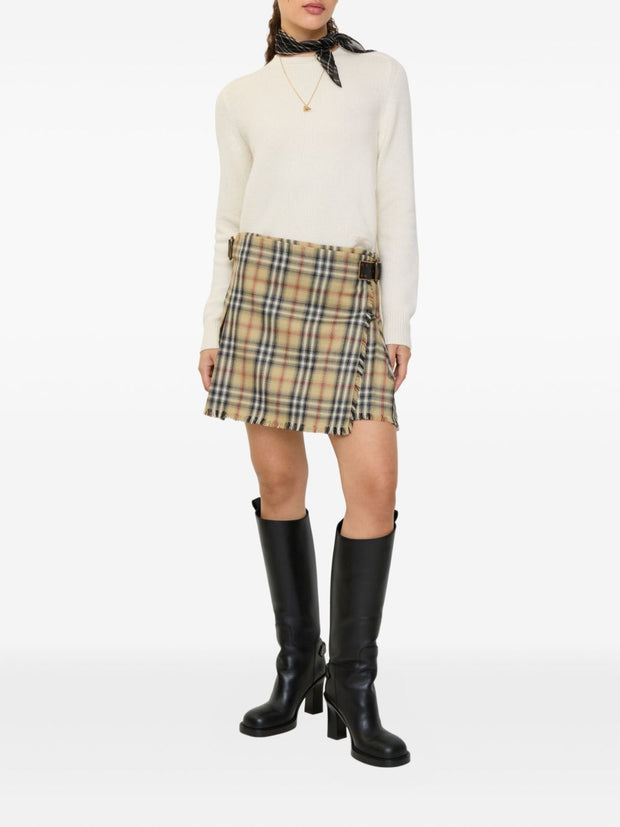 Burberry Wool Mini Skirt Beige