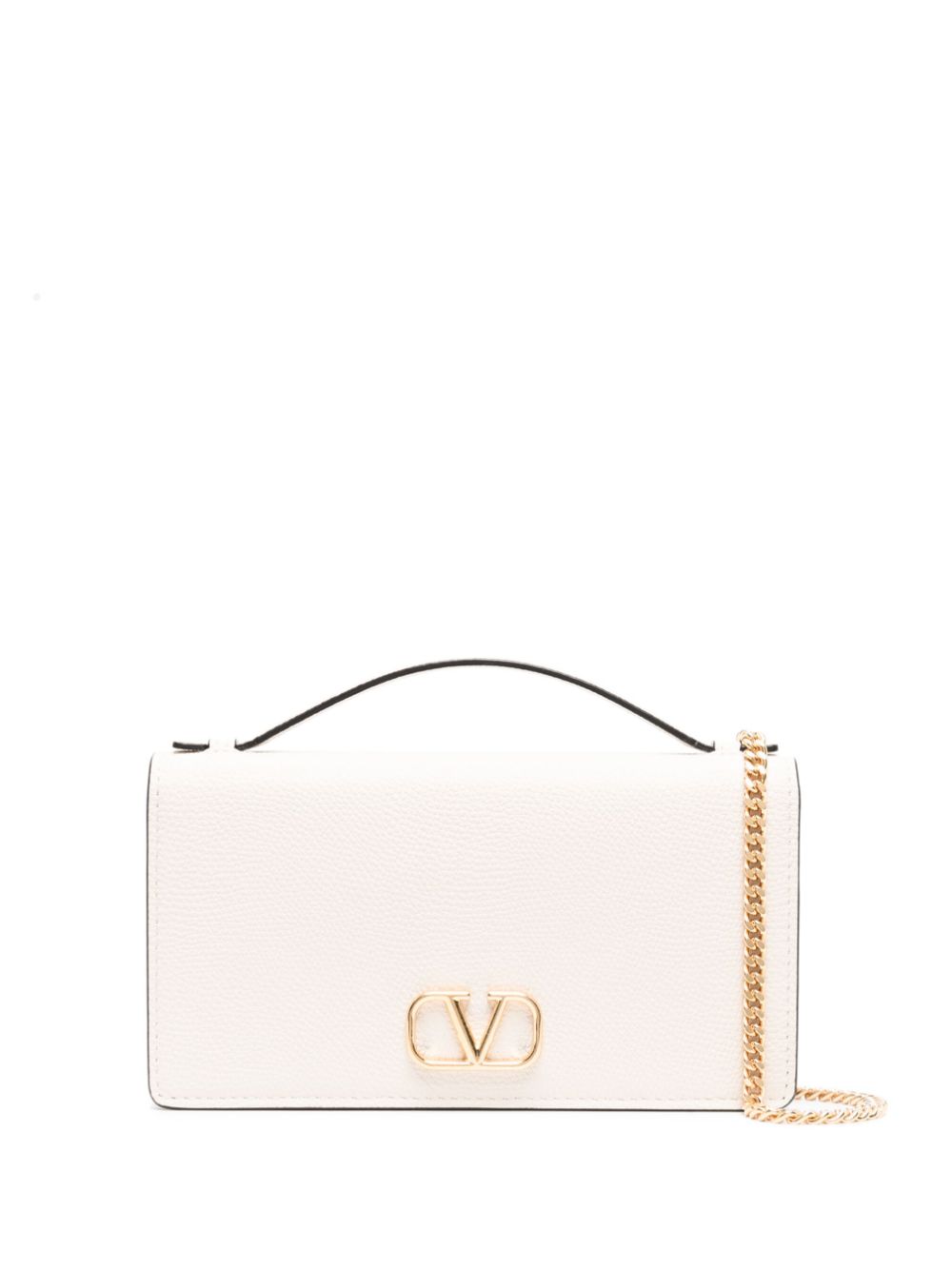 Valentino Garavani VLogo Signature Leather Wallet On Chain Ivory