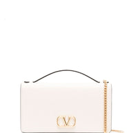 Valentino Garavani VLogo Signature Leather Wallet On Chain Ivory