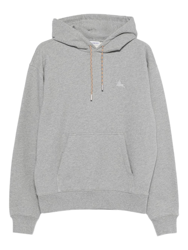 Burberry Check Motif Cotton Hoodie Grey