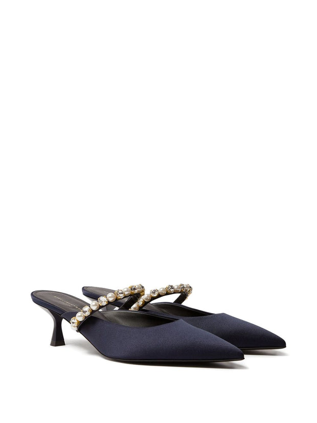 Stella McCartney Elsa Pearl And Crystal Mules Blue