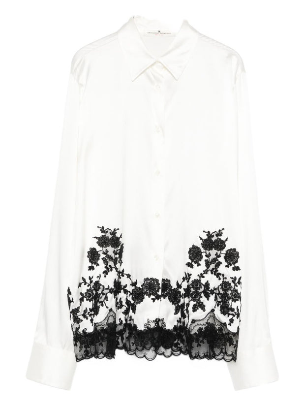 Ermanno Scervino Silk Embroidered Shirt White