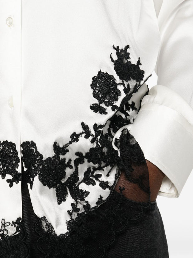 Ermanno Scervino Silk Embroidered Shirt White