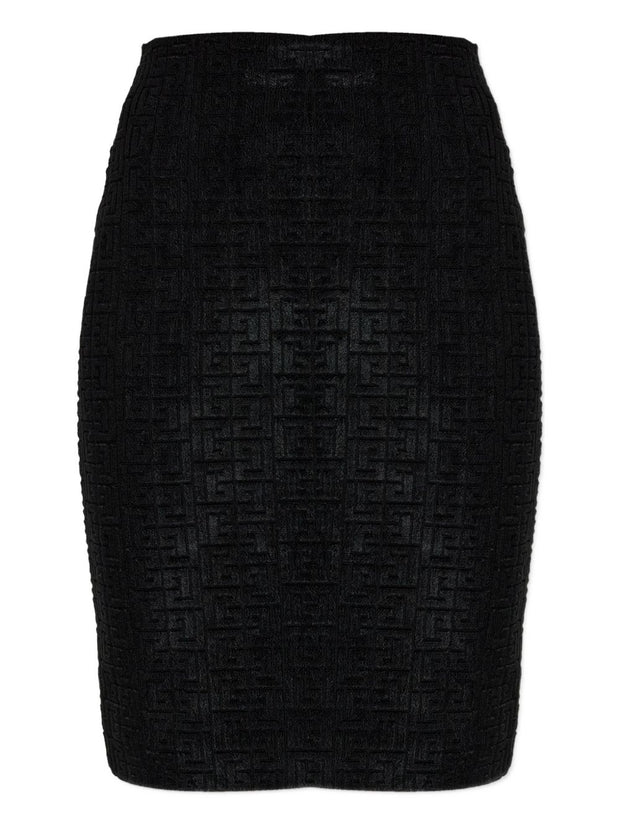 Balmain Monogram Midi Skirt Black