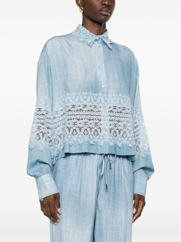 Ermanno Scervino Embroidered Shirt Blue