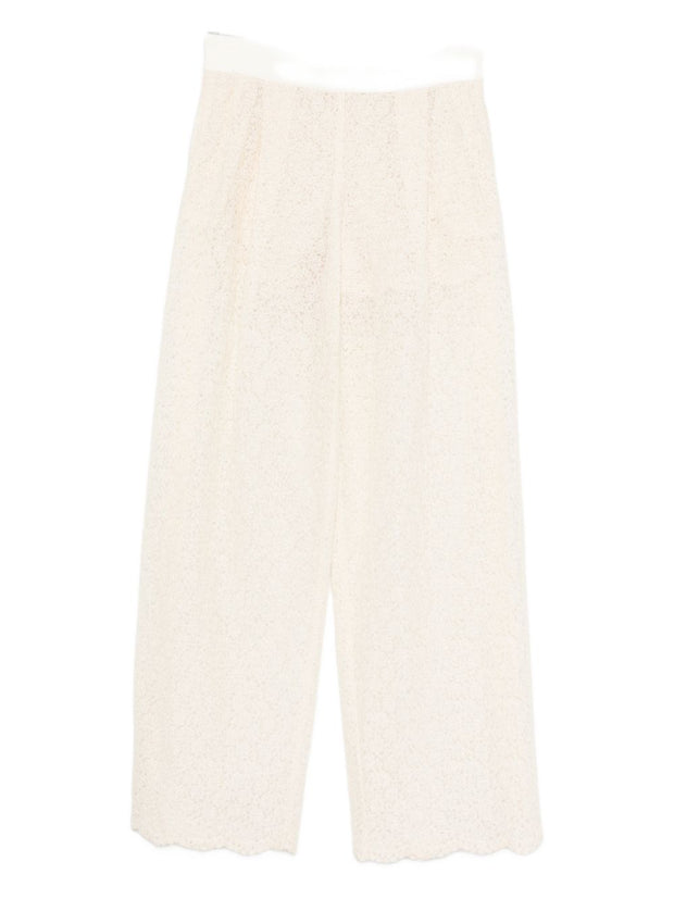 Ermanno Scervino Embroidered Wide-leg Trousers White