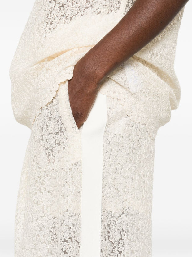 Ermanno Scervino Embroidered Wide-leg Trousers White