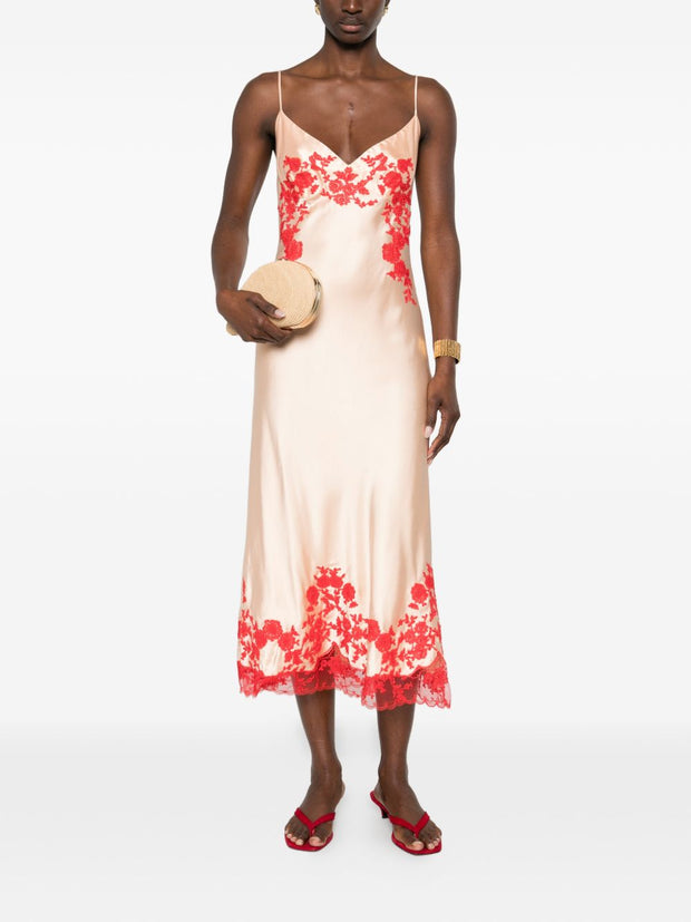 Ermanno Scervino Embroidered Long Dress Powder