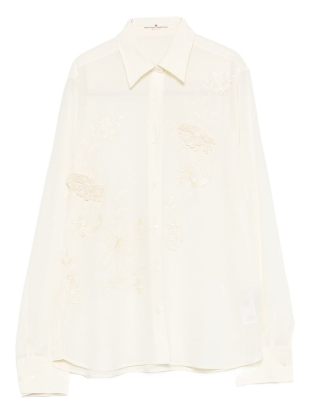 Ermanno Scervino Embroidered Silk Shirt White