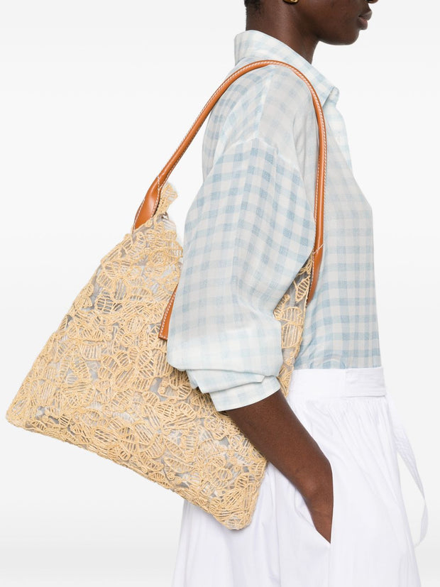 Ermanno Scervino Rafia Medium Hobo Bag Beige