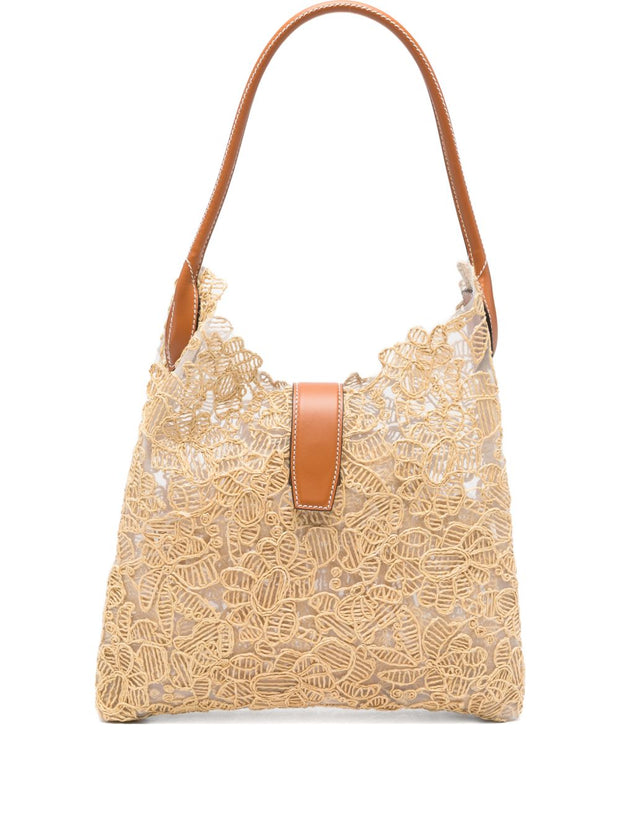 Ermanno Scervino Rafia Medium Hobo Bag Beige