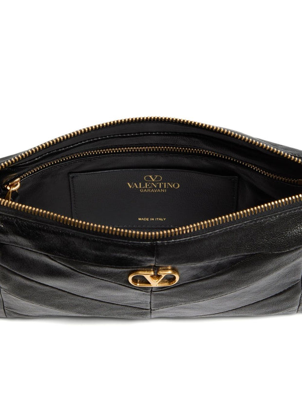 Valentino Garavani Panthea Small Leather Shoulder Bag Black
