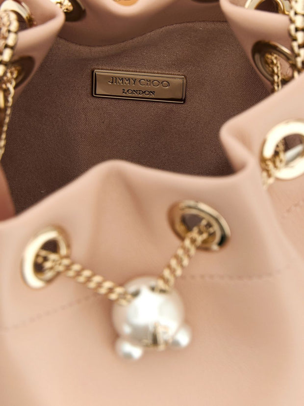 Jimmy Choo Bon Bon Leather Bucket Bag Powder