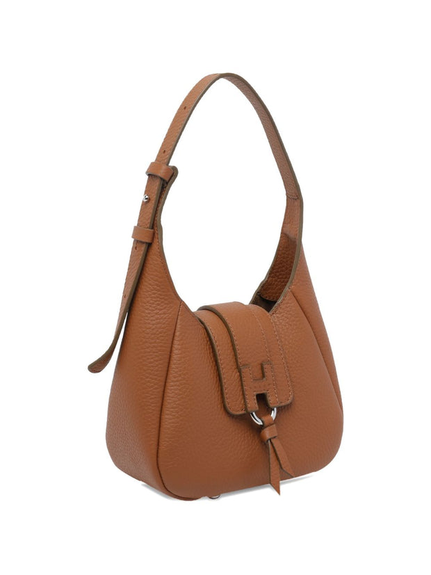 Hogan Mini Leather Hobo Bag Brown