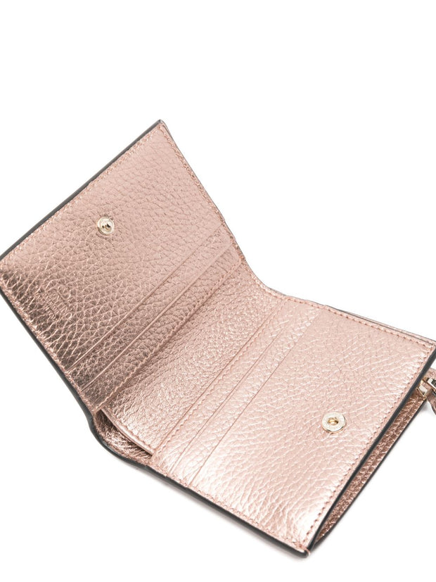 Valentino Garavani Rockstud Leather Flap Wallet Pink