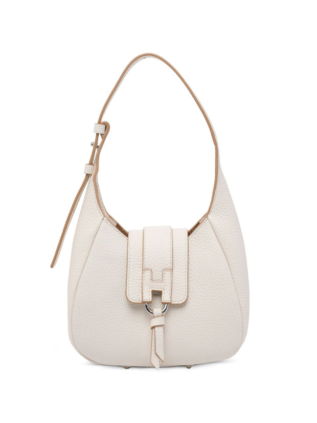 Hogan Mini Leather Hobo Bag White