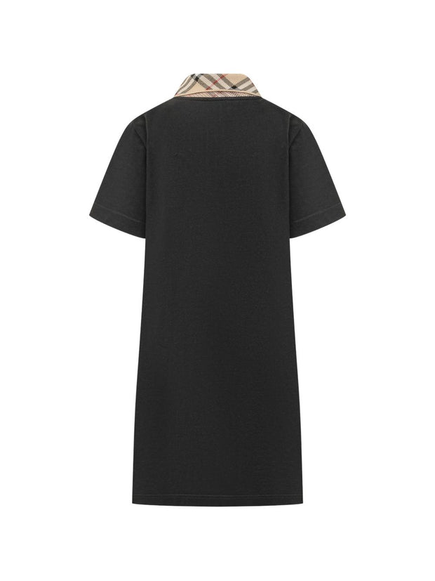 Burberry Check Collar Cotton Dress Black
