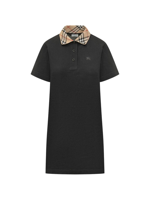 Burberry Check Collar Cotton Dress Black