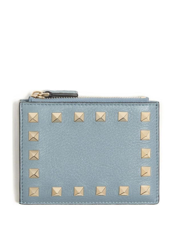 Valentino Garavani Rockstud Leather Coin Purse Grey