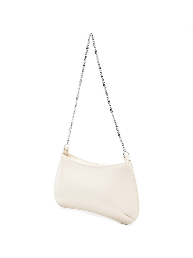 JACQUEMUS Le Petit Bisou Chaine Leather Shoulder Bag Ivory
